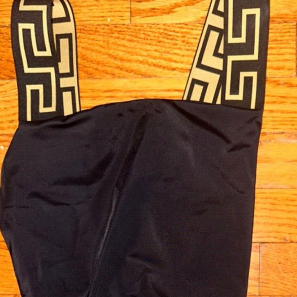 Versace Black Greca-pattern scoop-back swimsuit